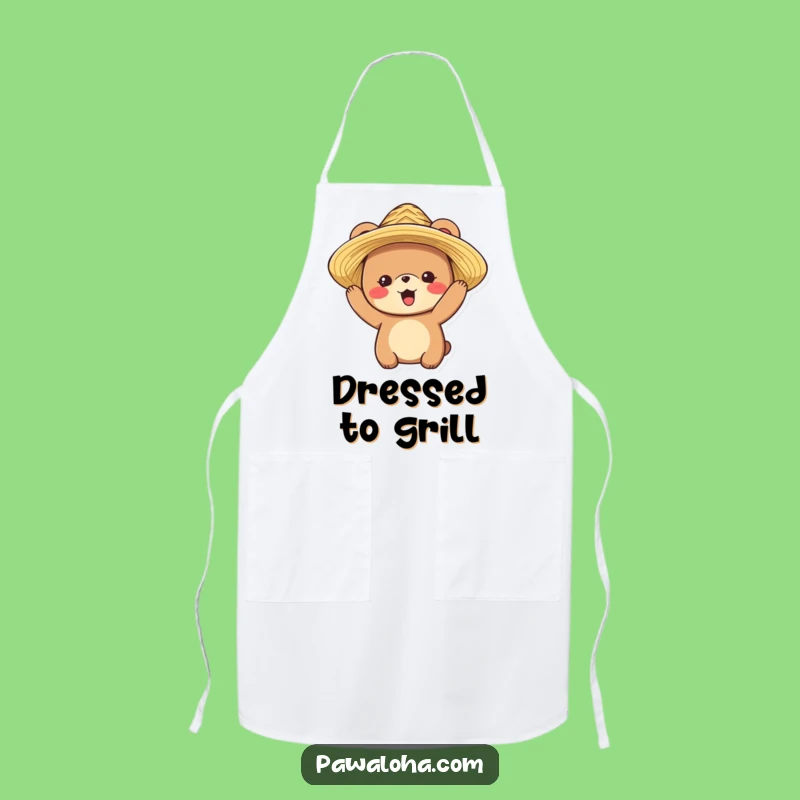 Funny Bear Chef Apron: Delightful Cooking with a Straw Hat, Hilarious Funny Gift
