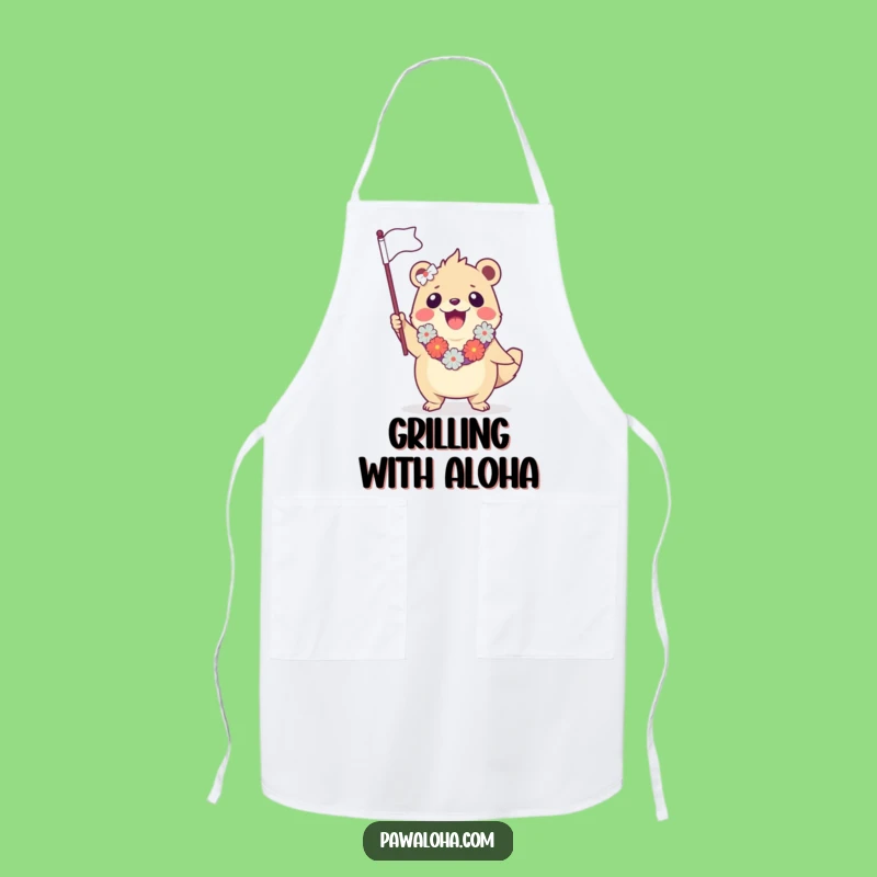 Funny Creature Apron: Cheerful Aloha Flag Waving Kitchen Fun, Perfect Humorous Gift