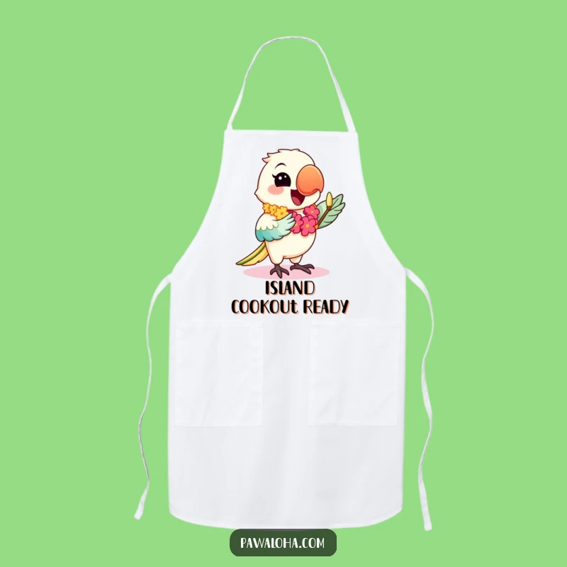 Funny Hula Parrot Apron - Kawaii Tropical Kitchen Gift