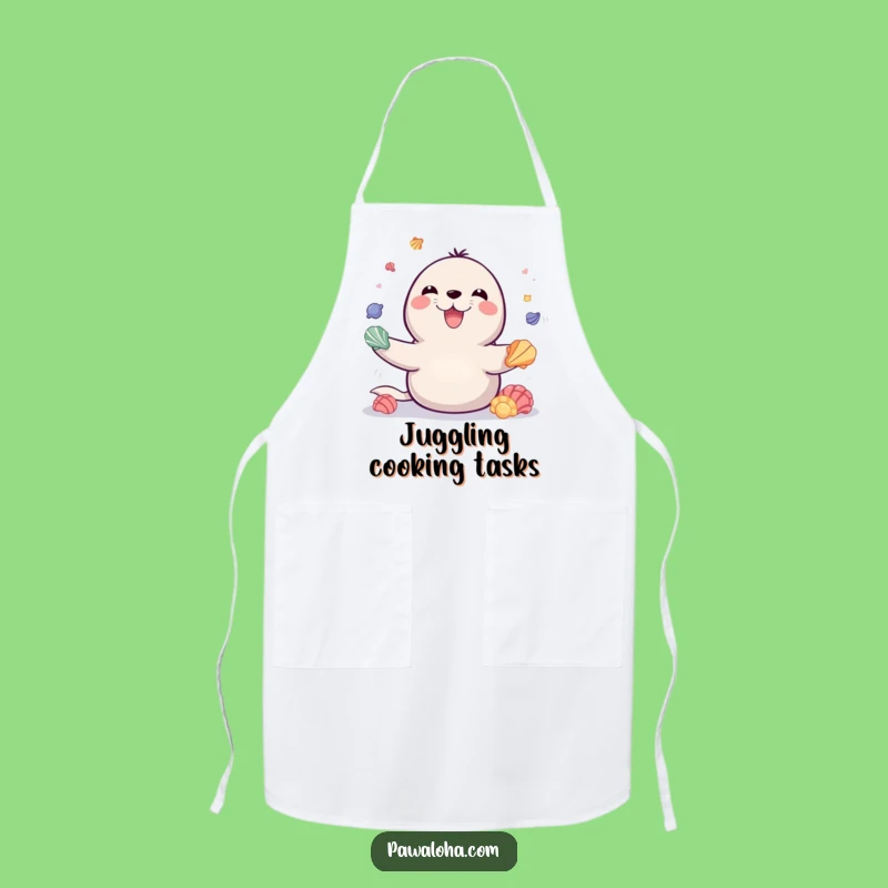 Funny Juggling Seal Apron - Playful Kitchen Marine Gift!