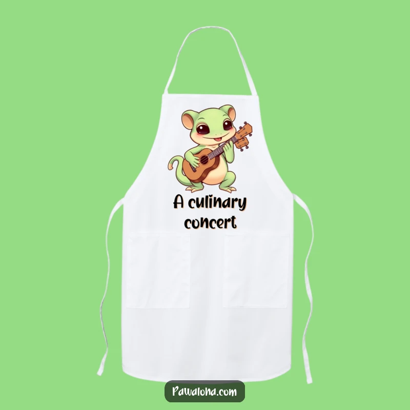 Funny Kawaii Gecko Ukulele Apron: Musical Chef Gift