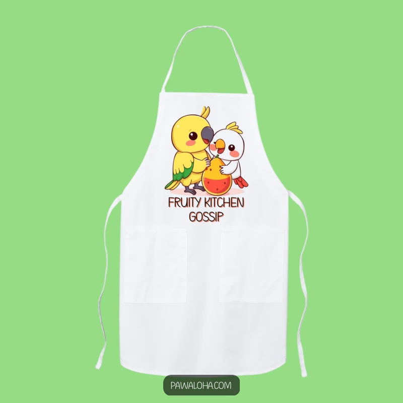 Funny Kawaii Parrot Apron: Fruit Sharing Chef's Gear - Whimsical Gift