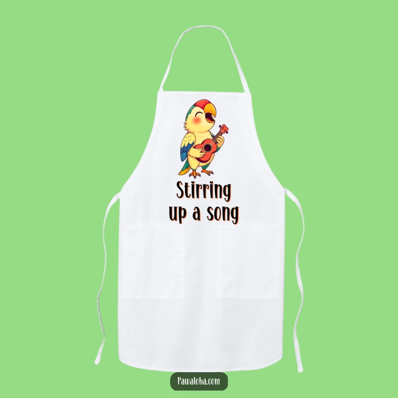 Funny Parrot Ukulele Apron: Cook with Rhythm, Perfect Funny Gift!