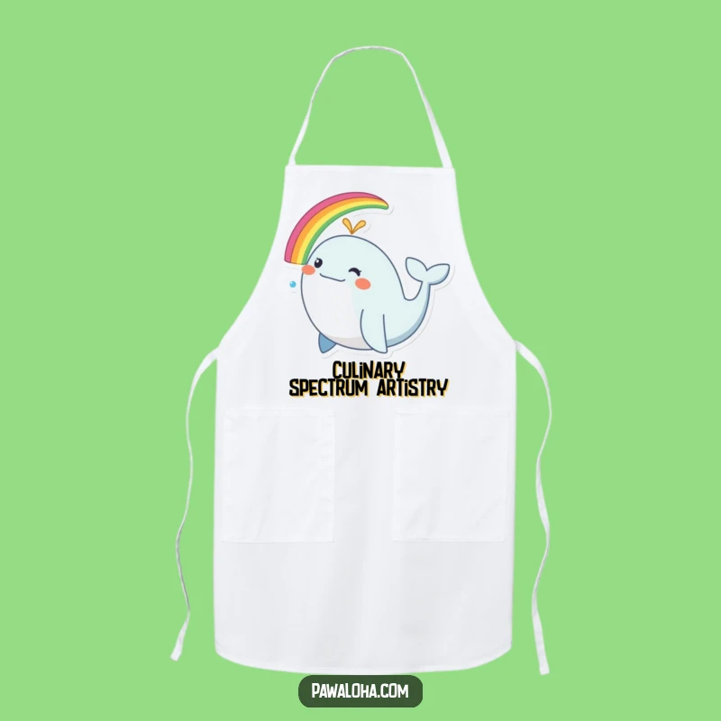 Funny Rainbow Whale Apron - Chef's Delightful & Colorful Kitchen Wear Gift