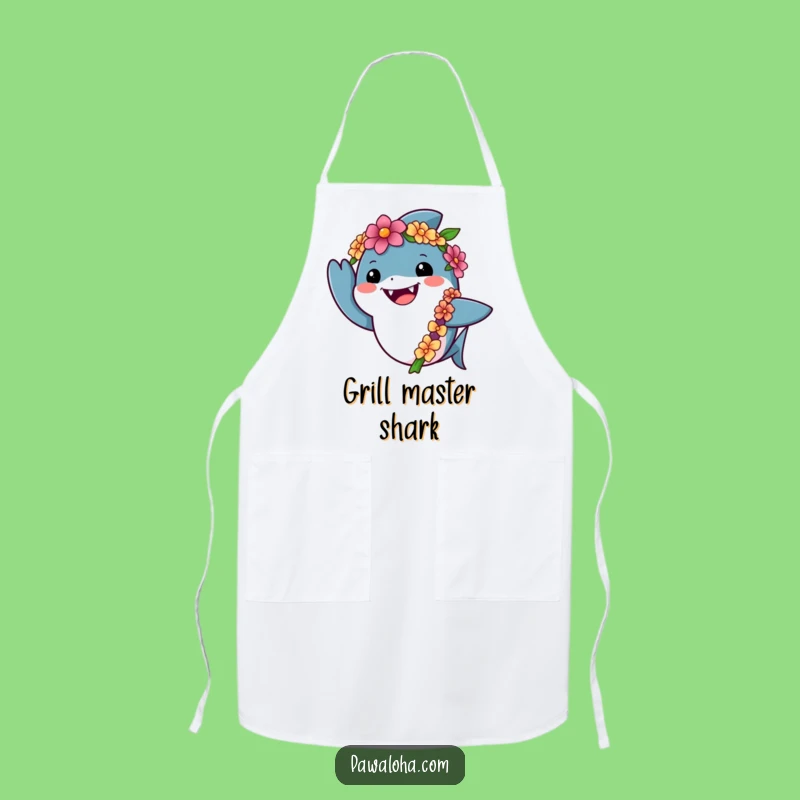 Funny Shark Aloha Kitchen Apron: Hilarious Gift for Ocean-Themed Cooks