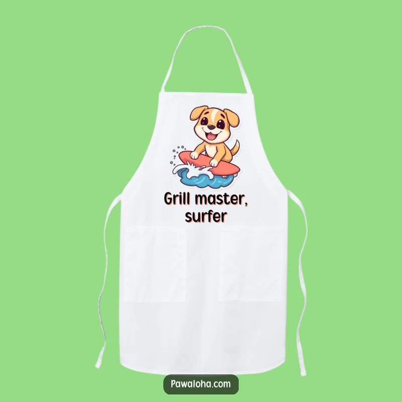 Funny Surfing Dog Apron, Kitchen Fun for the Beach-Loving Chef