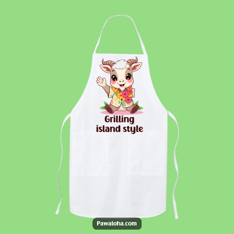 Funny Aloha Goat Chef Apron - Tropical Party Cook for a Funny Gift