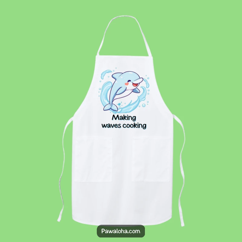 Funny Kawaii Dolphin Apron: Kitchen Waves, Perfect Chef Gift