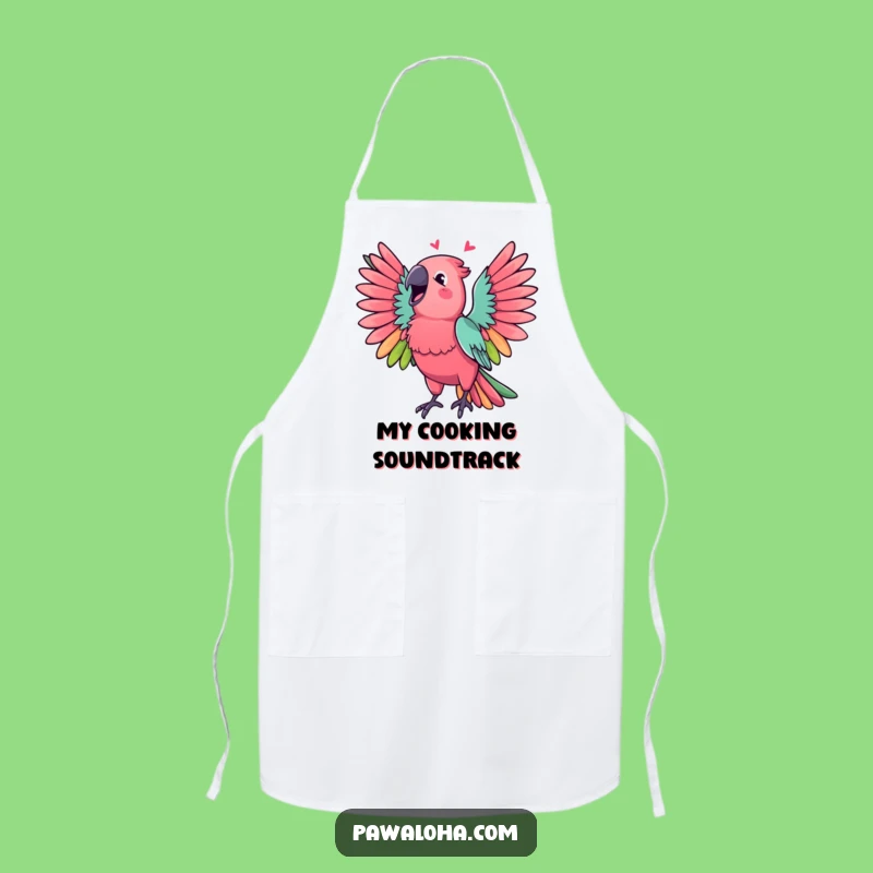 Funny Parrot Apron, Vibrant Singing Bird Kitchen Wear, Perfect Cheerful Gift