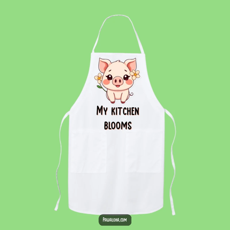 Funny Kawaii Pig Flower Apron: Cute Smiling Chef Gift