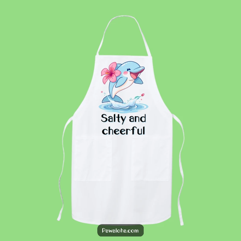 Funny Dolphin Hibiscus Apron: Joyful Cooking, Perfect Beach BBQ Gift