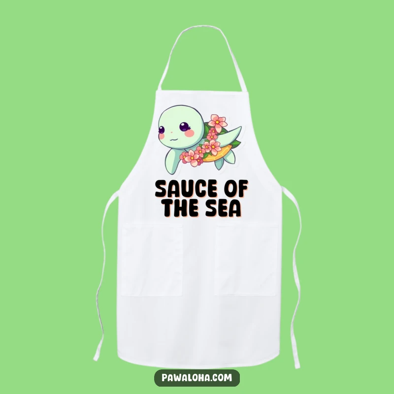 Funny Kawaii Turtle Apron: Ocean Flower Chef's Accessory - Whimsical Gift