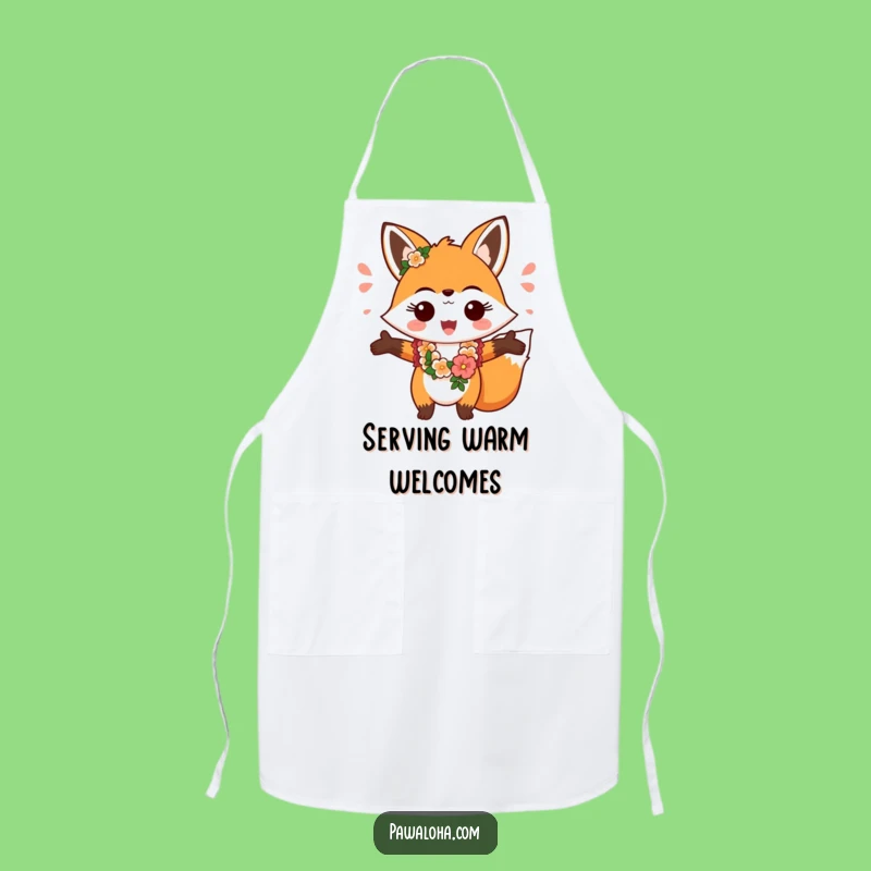 Funny Fox Aloha Apron: Cheerful Kitchen Greeting Gift