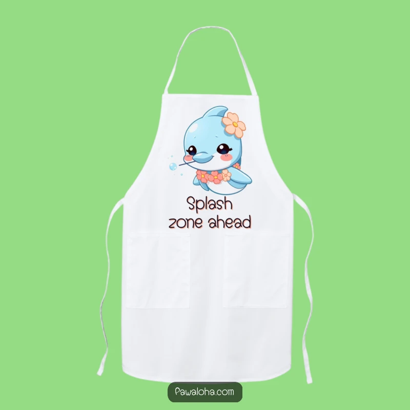Funny Dolphin Lei Apron: Protect your clothes with this cute dolphin, perfect for a tropical funny gift for cooks.