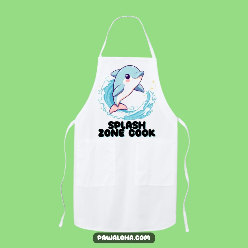 Funny Dolphin Wave Jumper Apron: Cook with Aquatic Flair