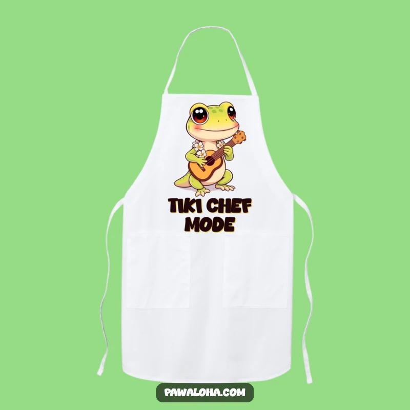 Funny Kawaii Gecko Apron: Hawaiian Ukulele Chef's Accessory - Hilarious Gift