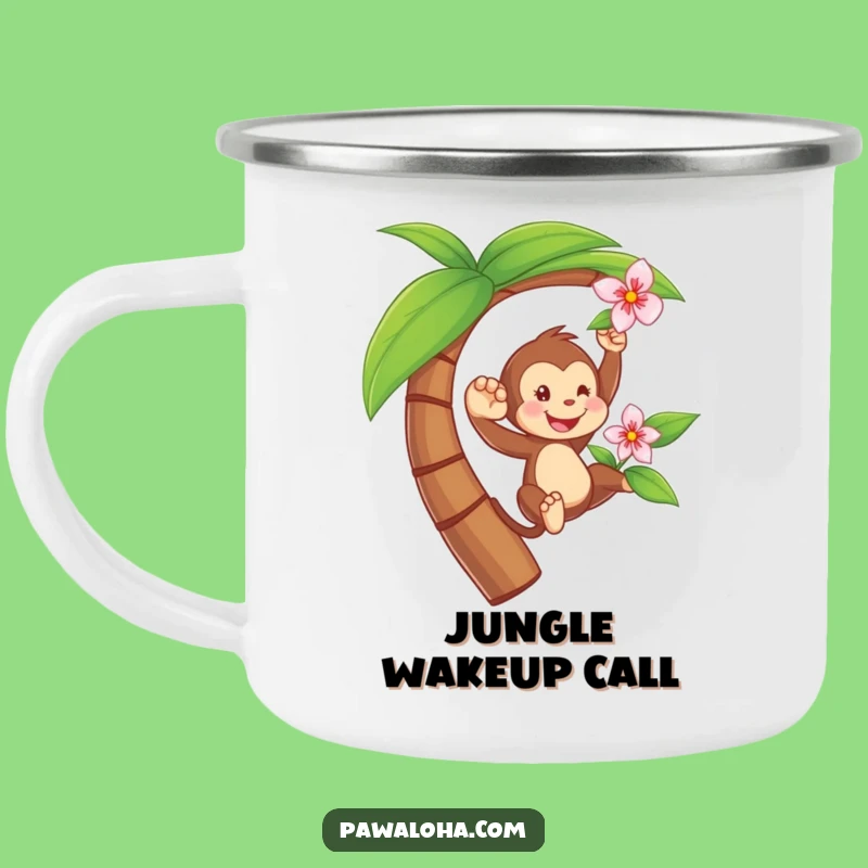 Adventure Funny Monkey Swinging Camping Mug - Tropical Outdoor Gift