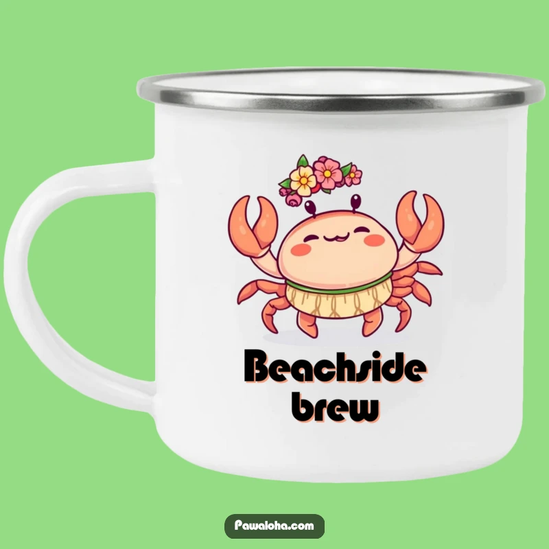 Funny Kawaii Crab Camping Mug: Hula Dance Enamel Cup - Outdoor Gift