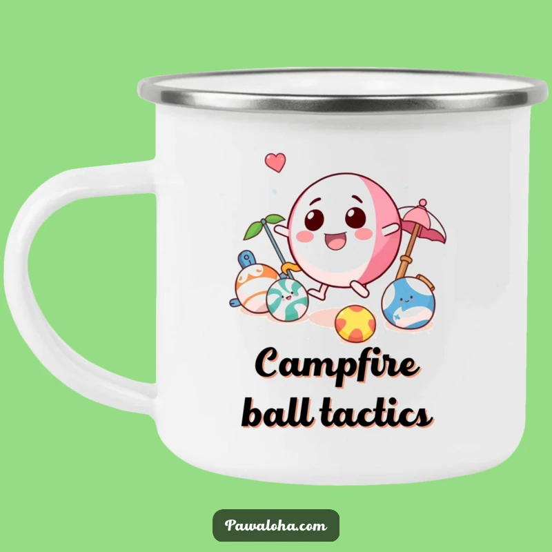 Funny Beach Ball Camping Mug: Playful Toy Character Enamel Mug for Outdoors