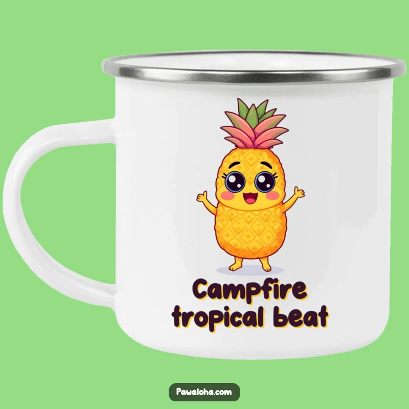 Funny Pineapple Samba Camping Mug: Durable and portable, ideal for outdoor parties with a dancing pineapple, a funny gift.