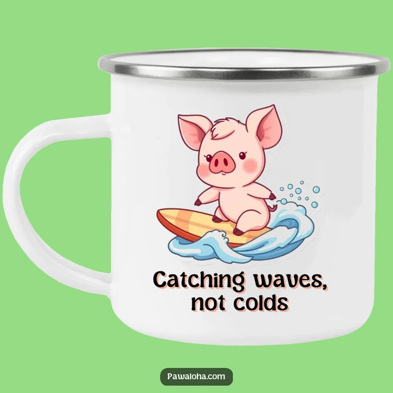 Funny Piglet Surfer Camping Mug: Adventure & Humor Gift