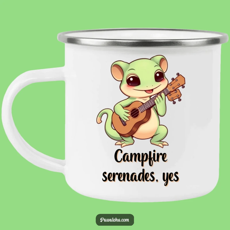 Durable Funny Kawaii Gecko Ukulele Camping Mug: Musical Outdoor Gift