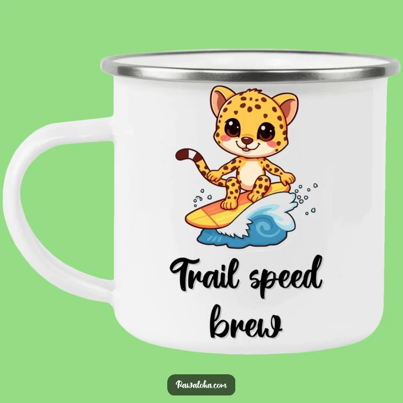 Funny Cheetah Camp Mug: Surfing Under the Stars, Your Rugged Funny Adventure Gift