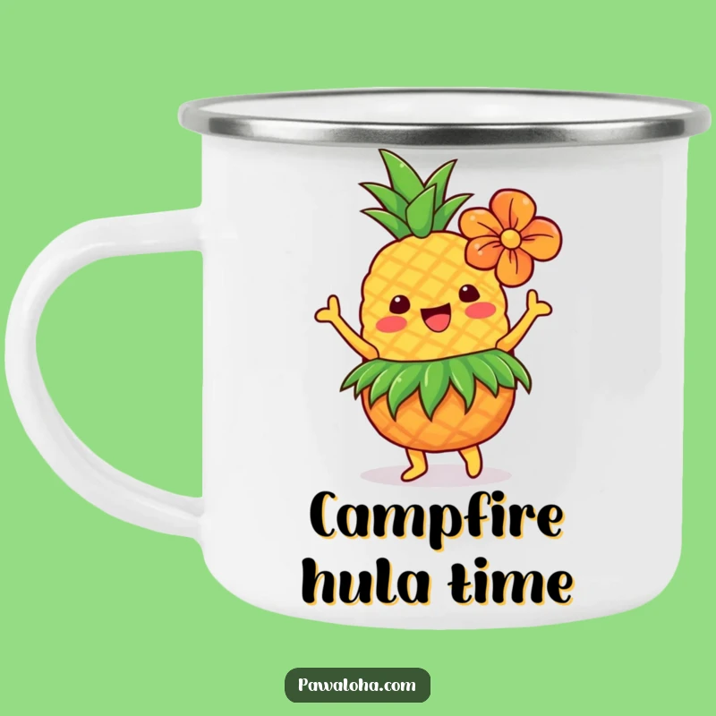 Funny Dancing Pineapple Camping Mug: Tropical Hawaiian Adventure Gift