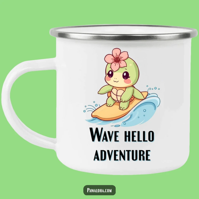Funny Kawaii Sea Turtle Camping Mug: Durable Enamel Cup, Perfect Outdoor Funny Gift
