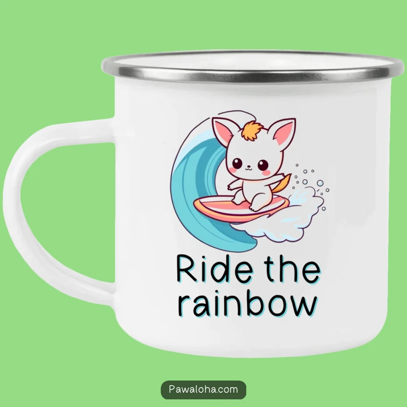 Funny Kawaii Surfer Animal Camping Mug: Your Adventure Buddy for Brews and Waves