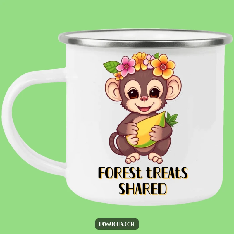 Funny Monkey Flower Crown Camping Mug - Charming Outdoor Tropical Gift!