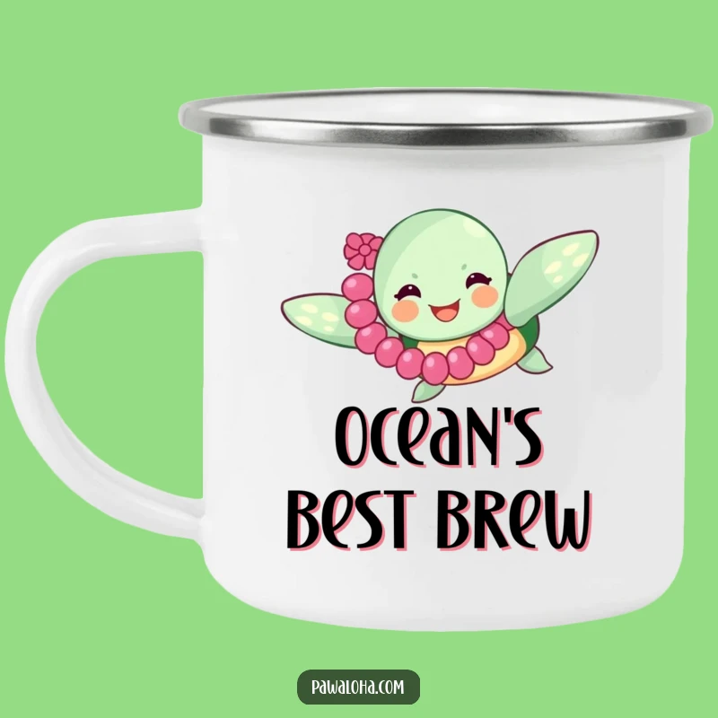 Funny Sea Turtle Lei Camping Mug: Adventure-Ready Joyful Drinkware