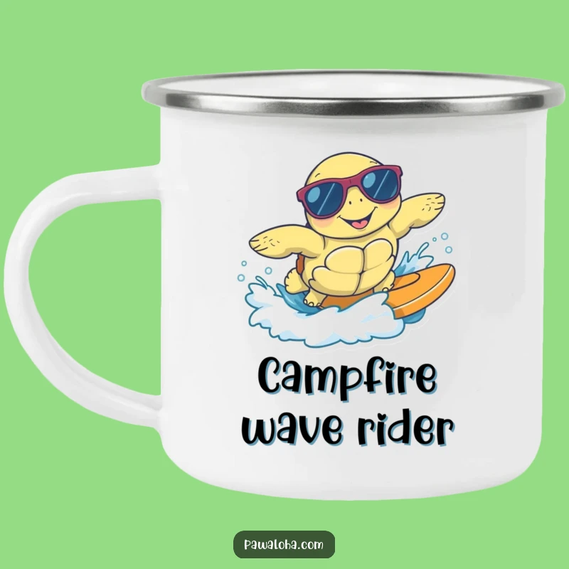 Funny Surfing Sea Turtle Camping Mug - Cool Outdoor Gift!