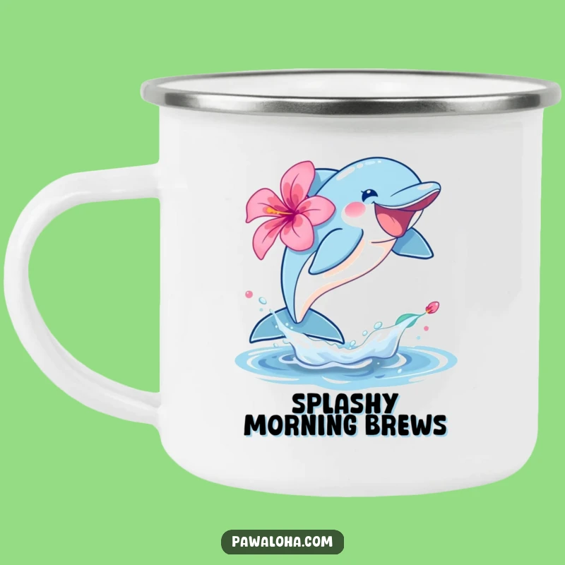 Funny Dolphin Hibiscus Camping Mug: Joyful Adventures, Perfect Outdoor Gift