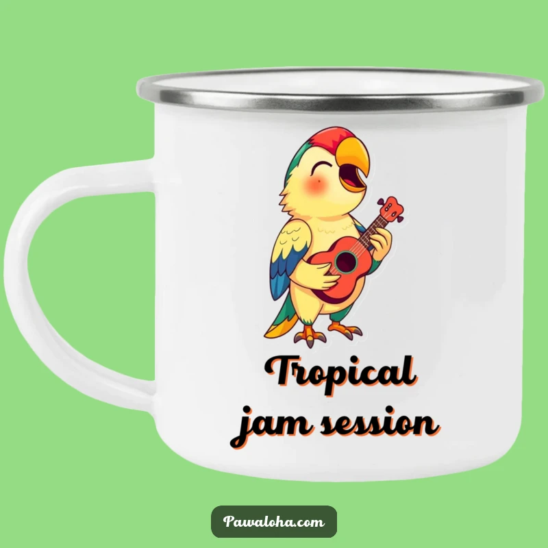 Funny Parrot Ukulele Camping Mug: Campfire Songs, Perfect Funny Gift!
