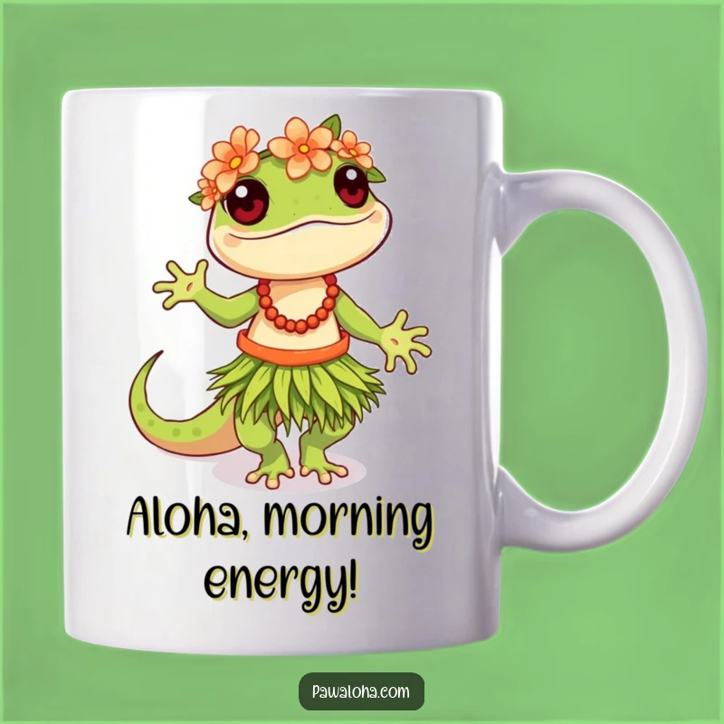 Funny Hula Gecko Mug: Tropical Celebration Gift for Gecko Lovers