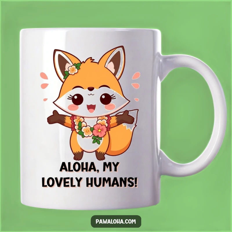 Funny Fox Aloha Mug: Cheerful Greeting Gift for Friendly Folks