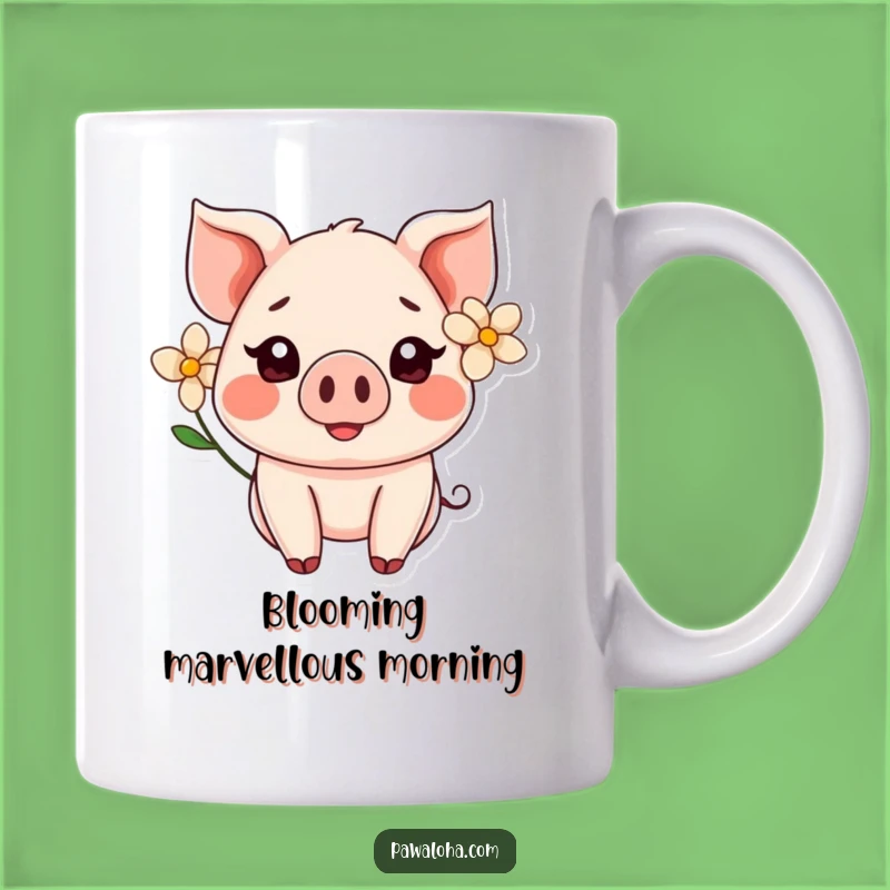 Funny Kawaii Pig Flower Mug: The Perfect Cute Smiling Animal Gift
