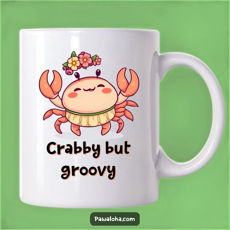Funny Kawaii Crab Mug: Hula Dancing Crustacean Gift for Beach Lovers
