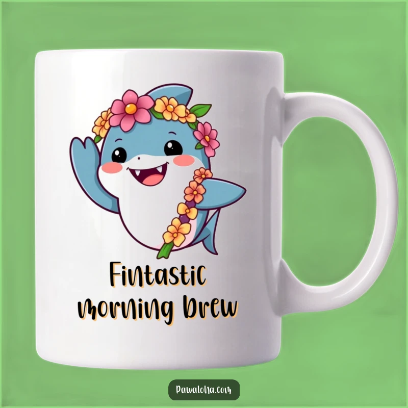 Funny Shark Aloha Mug: Hilarious Tropical Gift for a Friendly Greeting