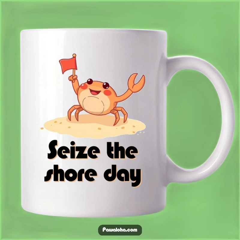 Funny Crab Flag Mug: Hilarious Beach Gift for a Cheerful Wave