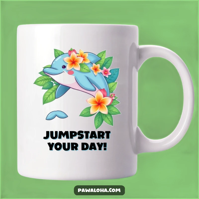 Funny Dolphin Flower Mug: Playful Tropical Ocean Creature Gift