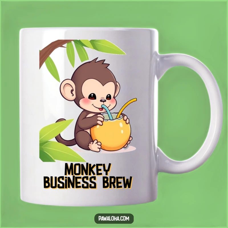 Funny Kawaii Monkey Mug: Coconut Sipping Tropical Treat Gift for Fun Lovers