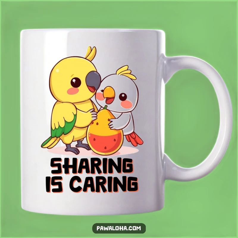 Funny Kawaii Parrot Mug: Sharing Fruit Tropical Bird Gift for Friends