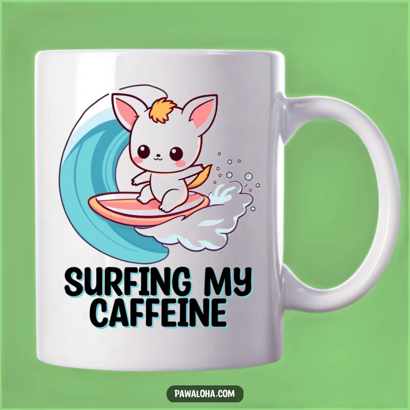 Funny Kawaii Surfer Animal Mug: Catch a Wave of Laughter with This Awesome Gift