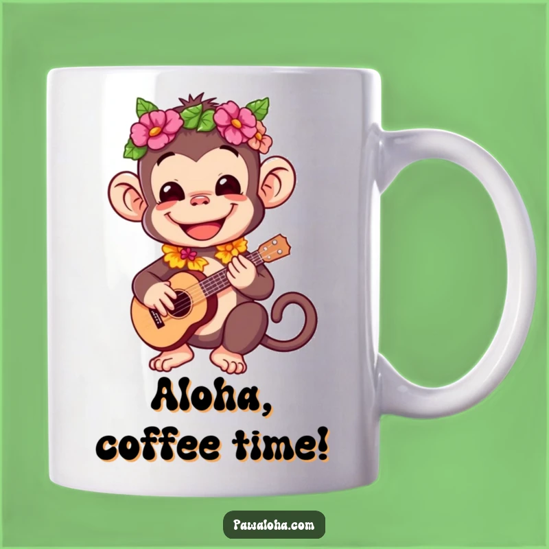 Funny Monkey Ukulele Mug: Hilarious Tropical Gift for Happy Go-Luckies
