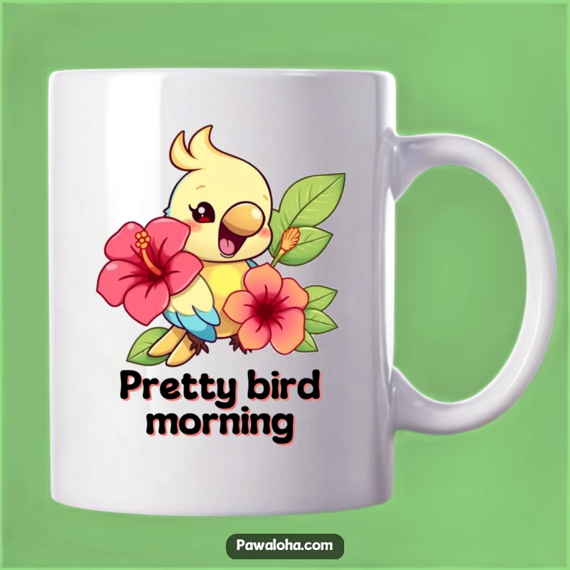 Funny Parrot Paradise Mug: Happy Squawker with Hibiscus, Perfect Tropical Funny Gift