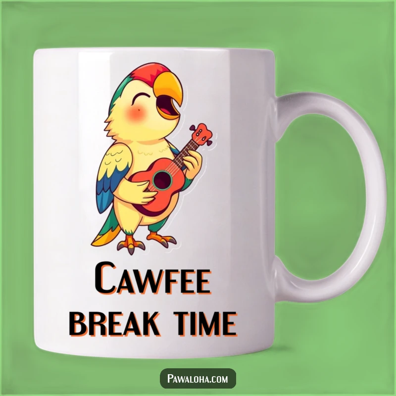 Funny Parrot Ukulele Mug: Tropical Tunes, Perfect Funny Gift!