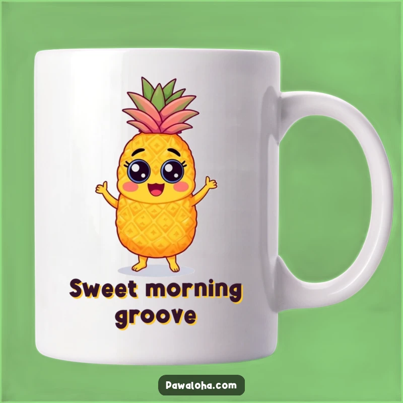 Funny Pineapple Samba Mug: Joyful dancing fruit with googly eyes, a delightful and funny gift.