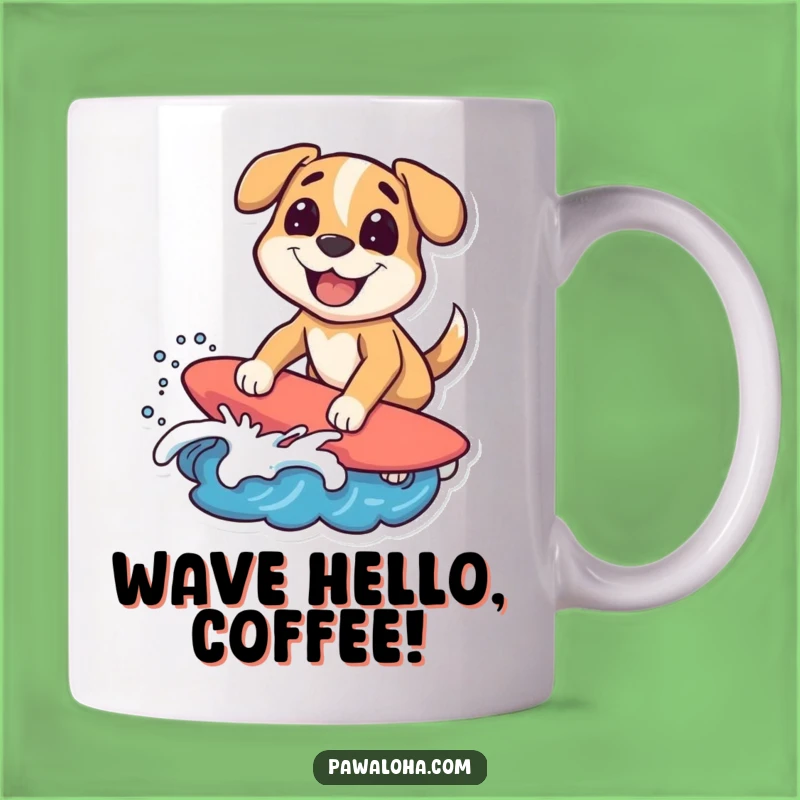 Funny Surfing Dog Mug, Hilarious Gift for Beach Lovers and Dog Fans